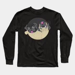 Yin and Yang Pug Design Long Sleeve T-Shirt